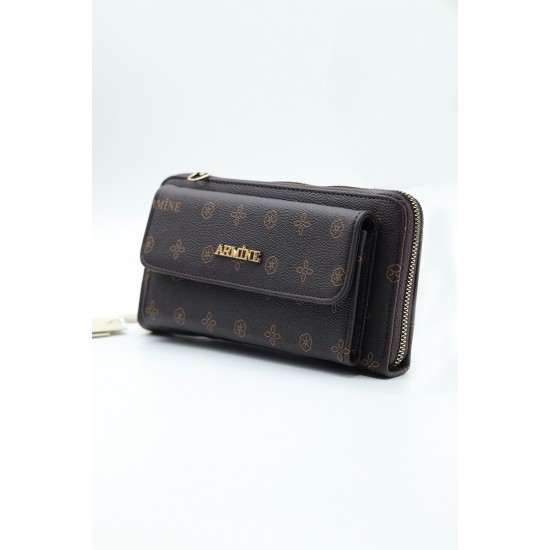 ARMİNE 268 BAYAN ÇANTA KAHVE BASKILI 22X11 CM
