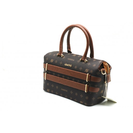 ARMİNE 338 BAYAN ÇANTA KAHVE BASKILI 28X21 CM