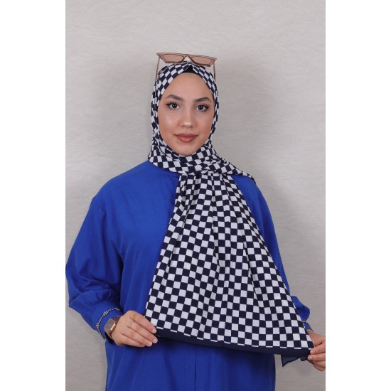 DESENLİ MEDİNE İPEĞİ ŞAL 1 LACİVERT