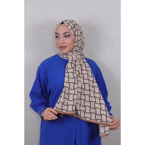 DESENLİ MEDİNE İPEĞİ ŞAL 13 SÜTLÜ KAHVE