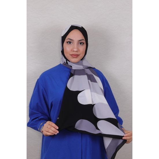 DESENLİ MEDİNE İPEĞİ ŞAL 18 BLACK