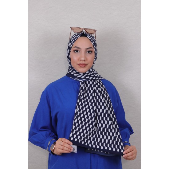DESENLİ MEDİNE İPEĞİ ŞAL 4 LACİVERT