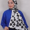 DESENLİ MEDİNE İPEĞİ ŞAL ÇİÇEK DESEN 2 BEYAZ