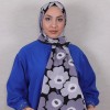 DESENLİ MEDİNE İPEĞİ ŞAL ÇİÇEK DESEN SİYAH