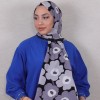 DESENLİ MEDİNE İPEĞİ ŞAL ÇİÇEK DESEN SİYAH