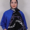 DESENLİ MEDİNE İPEĞİ ŞAL ZİNCİR DESEN SİYAH