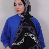 DESENLİ MEDİNE İPEĞİ ŞAL ZİNCİR DESEN SİYAH