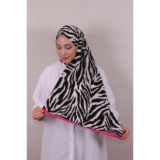 DESENLİ MEDİNE İPEĞİ ZEBRA 2 ŞAL ŞEKER PEMBE