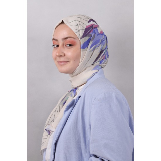 DİJİTAL ÇİÇEK DESEN YORAN ŞAL - LİLA