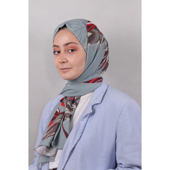 DİJİTAL ÇİÇEK DESEN YORAN ŞAL - MİNT