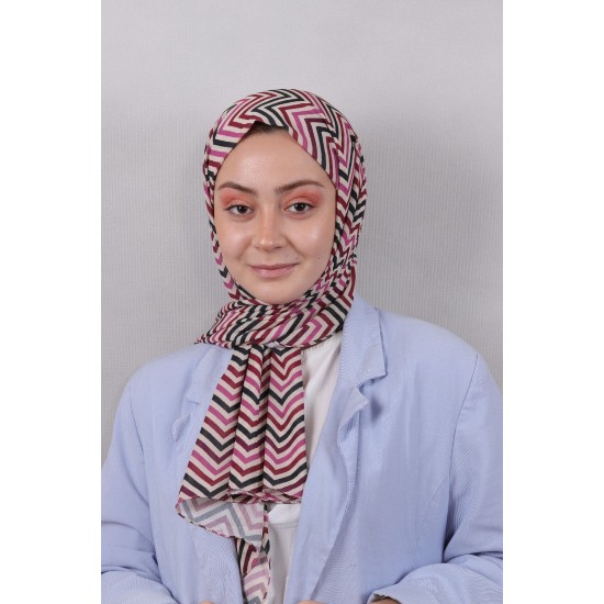 DİJİTAL ÇİZGİ DESEN YORAN ŞAL - PEMBE