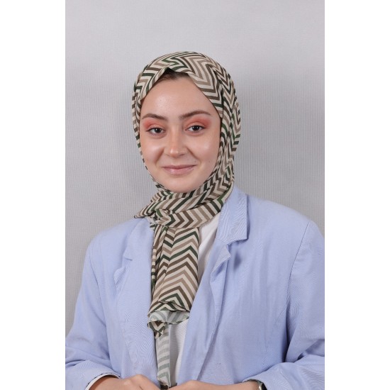 DİJİTAL ÇİZGİ DESEN YORAN ŞAL - ZEYTİN