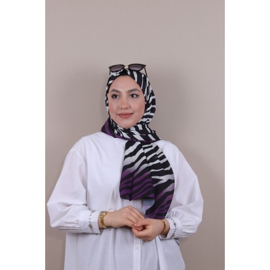 DİJİTAL MOSS KREP ZEBRA ŞAL 2 - LİLA