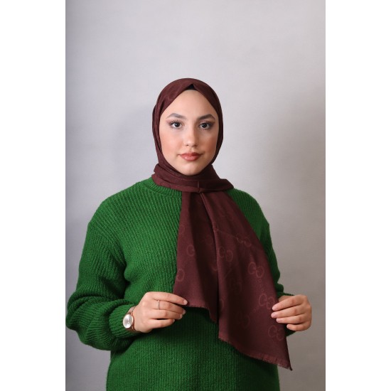 EMPROYAL G DESEN COTTON ŞAL ACI KAHVE