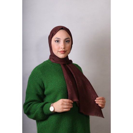 EMPROYAL G DESEN COTTON ŞAL ACI KAHVE