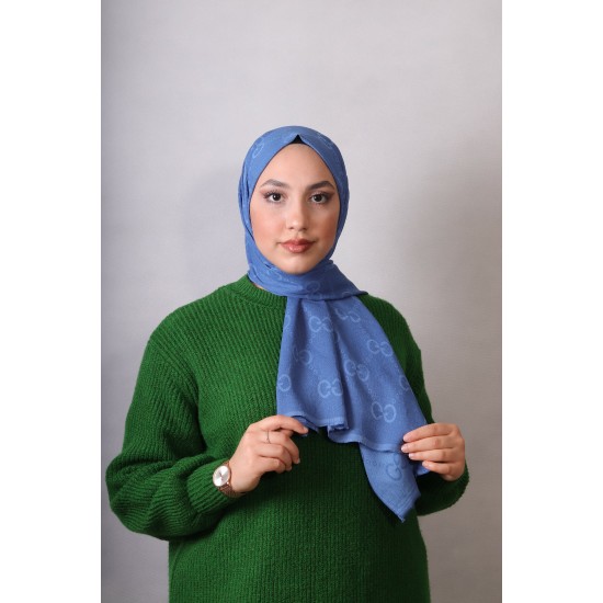 EMPROYAL G DESEN COTTON ŞAL PARLEMENT MAVİ