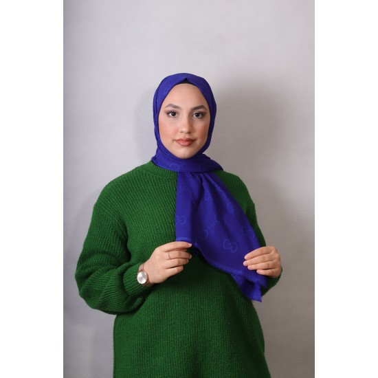 EMPROYAL G DESEN COTTON ŞAL SAKS MAVİ