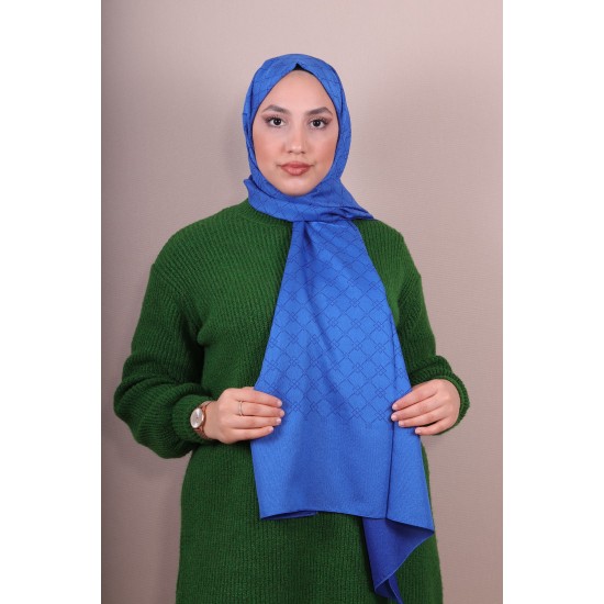 EMPROYAL SİENA LOGO DESEN ŞAL SAKS MAVİ