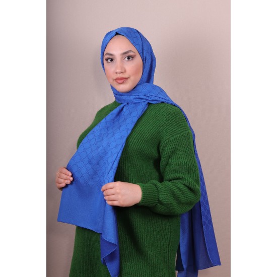 EMPROYAL SİENA LOGO DESEN ŞAL SAKS MAVİ