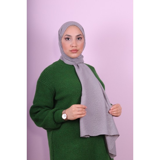 EMPROYAL SOF İPEK LEOPAR DESEN ŞAL FÜME