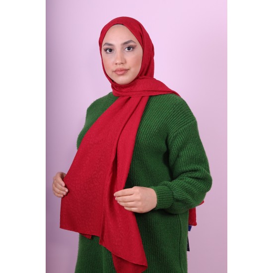 EMPROYAL SOF İPEK LEOPAR DESEN ŞAL KIRMIZI