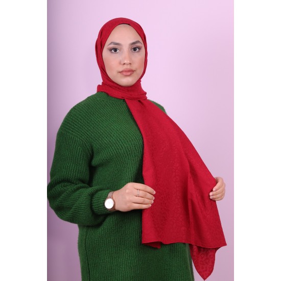 EMPROYAL SOF İPEK LEOPAR DESEN ŞAL KIRMIZI