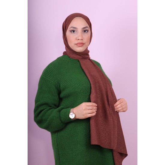 EMPROYAL SOF İPEK LEOPAR DESEN ŞAL TOPRAK