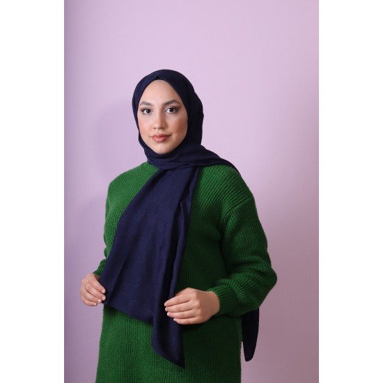 EMPROYAL SOFT İPEK DAMA ŞAL LACİVERT