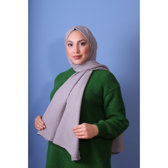 EMPROYAL SOFT İPEK ZİNCİR DESEN ŞAL GÜMÜŞ