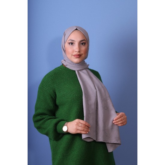 EMPROYAL SOFT İPEK ZİNCİR DESEN ŞAL GÜMÜŞ