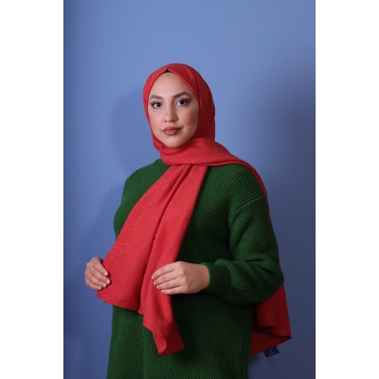 EMPROYAL SOFT İPEK ZİNCİR DESEN ŞAL KİREMİT