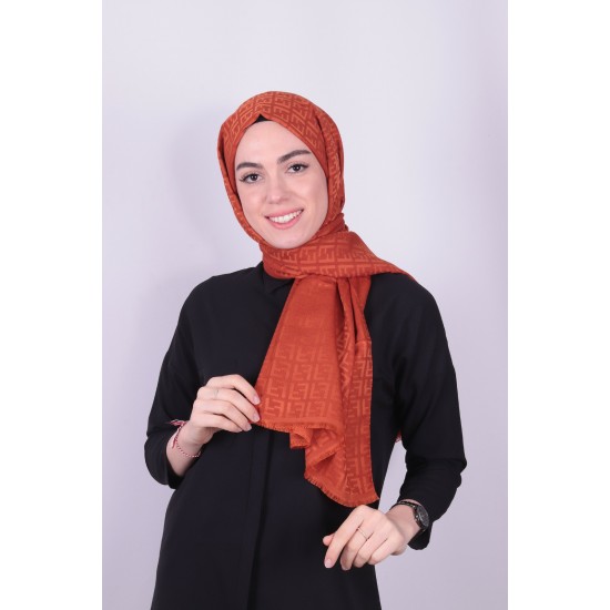 FENDİ İPEKSİ JAKAR ŞAL KİREMİT