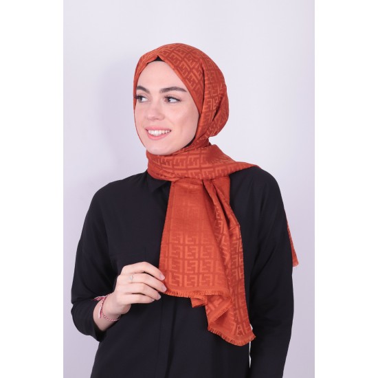 FENDİ İPEKSİ JAKAR ŞAL KİREMİT