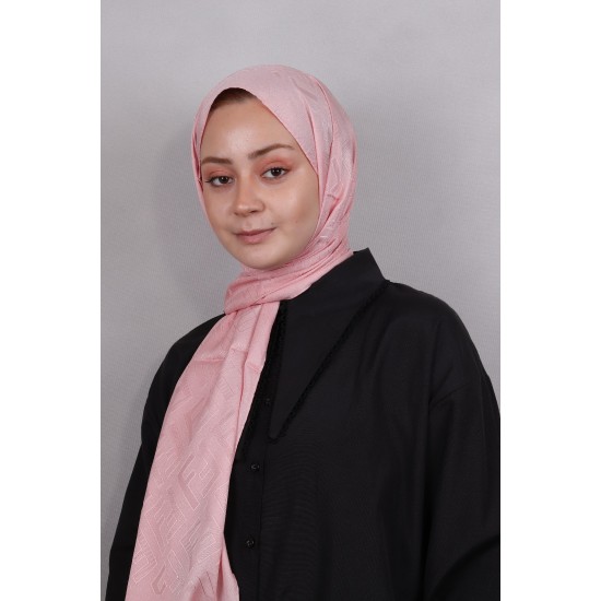 FENDİ İTHAL DÜZ RENK F DESEN ŞAL - ŞEKER PEMBE