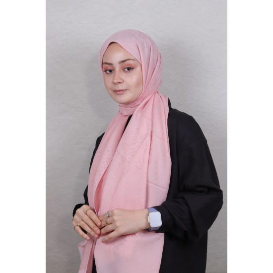 FENDİ İTHAL DÜZ RENK GUCCİ DESEN ŞAL - ŞEKER PEMBE