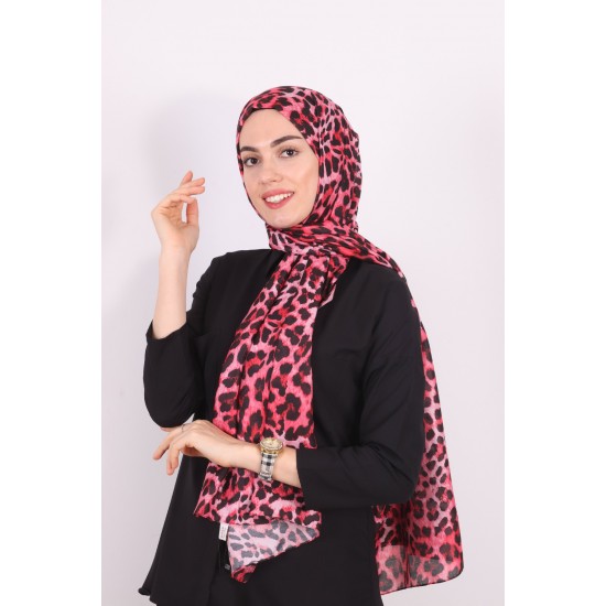 HAREM SCARF LEOPAR ŞAL KIRMIZI