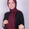 İPEKSİ JAKAR PETEK DESEN ŞAL BORDO