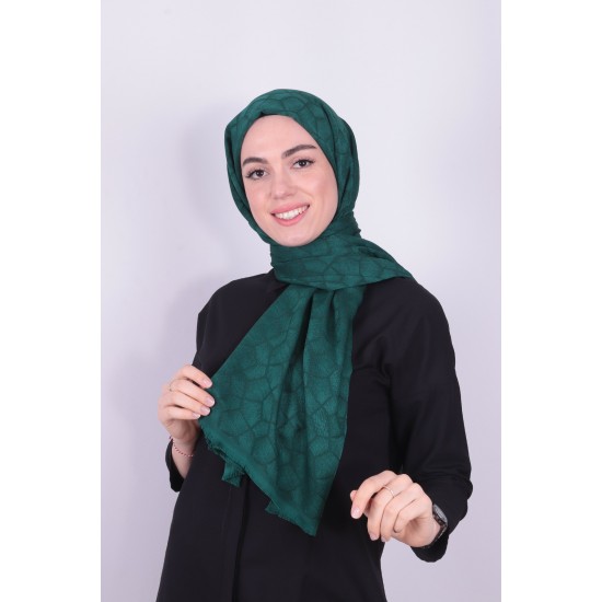 İPEKSİ JAKAR PETEK DESEN ŞAL ZÜMRÜT