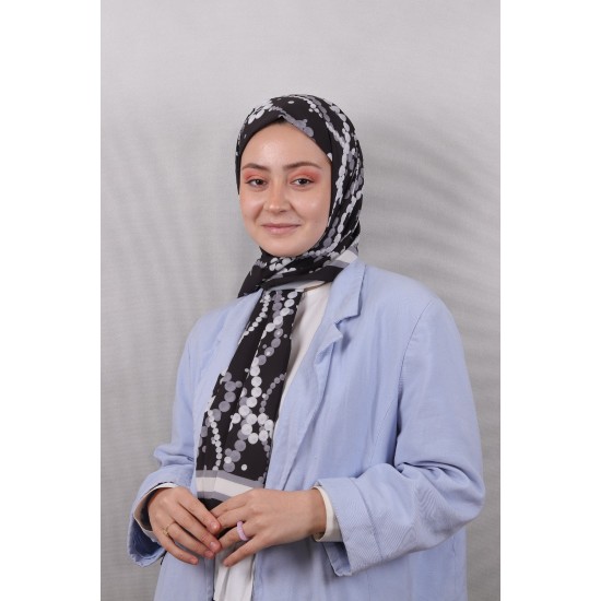 LEVİDOR ELAGANCE DESENLİ ŞAL MODEL 1 - BEYAZ SİYAH