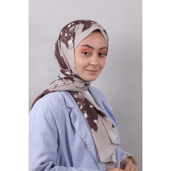 LEVİDOR ELAGANCE DESENLİ ŞAL MODEL 4 - ÇİKOLATA