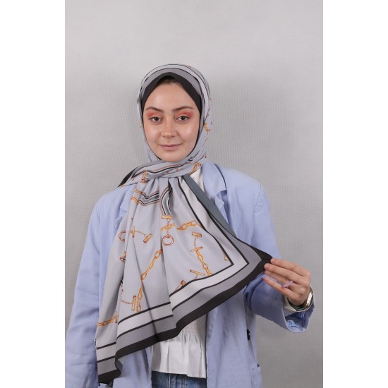 LEVİDOR ELAGANCE DESENLİ ŞAL MODEL 7 - GRİ SİYAH