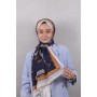 LEVİDOR ELAGANCE DESENLİ ŞAL MODEL 7 - LACİVERT TURUNCU