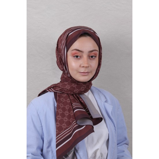 LEVİDOR ELAGANCE DESENLİ ŞAL MODEL 8 - BORDO ACI KAHVE