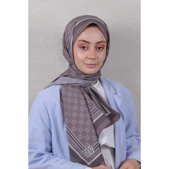 LEVİDOR ELAGANCE DESENLİ ŞAL MODEL 8 - ÇİKOLATA