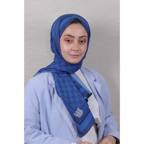 LEVİDOR ELAGANCE DESENLİ ŞAL MODEL 8 - GECE MAVİSİ