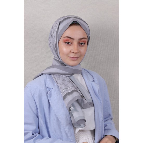 LEVİDOR ELAGANCE DESENLİ ŞAL MODEL 8 - GRİ