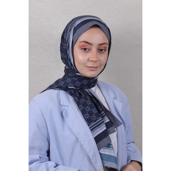 LEVİDOR ELAGANCE DESENLİ ŞAL MODEL 8 - LACİVERT GRİ