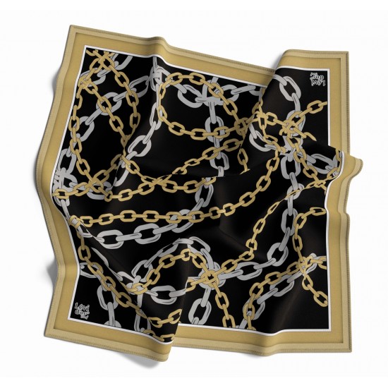 LEVİDOR TREND ZİNCİR DESEN TWİLL EŞARP 07 GOLD