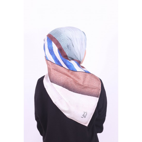 LEVİDOR TWİL İPEK EŞARP MAVİ