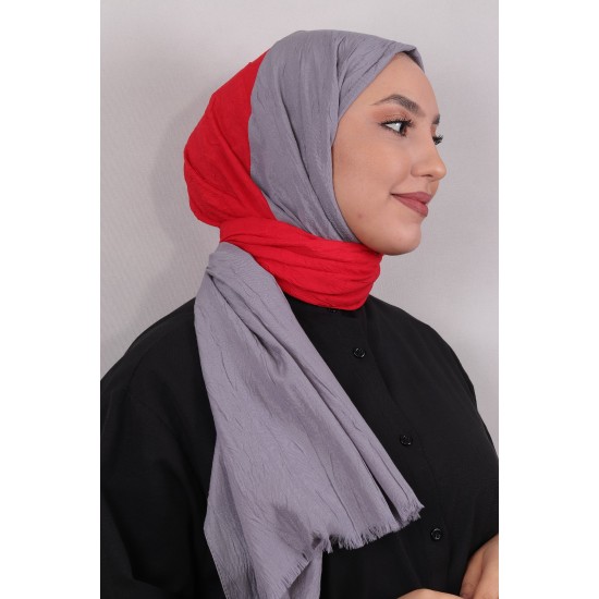 LORYAN SCARF ÇİFT RENK CRUSH 2 KIRMIZI-FÜME